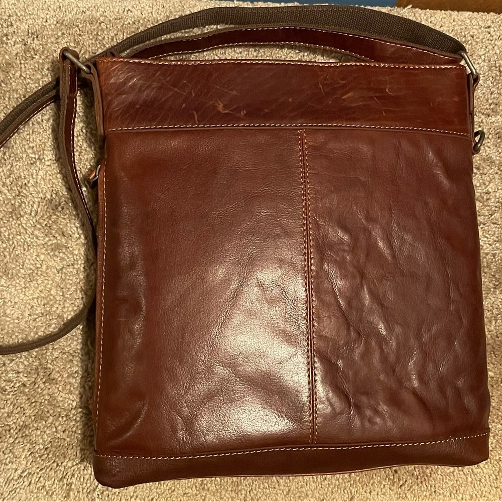Nwt Jack Georges real leather brown crossbody messenger bag. - Picture 10 of 12